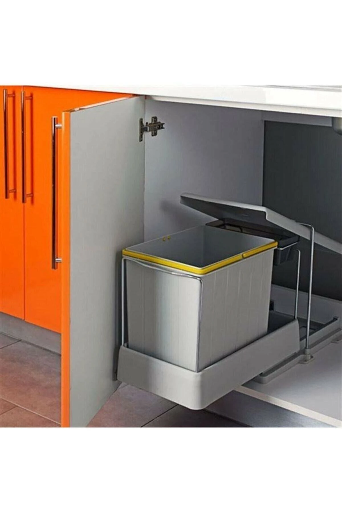 Dolap Içi Raylı Çöp Kovası Gri 20 Lt