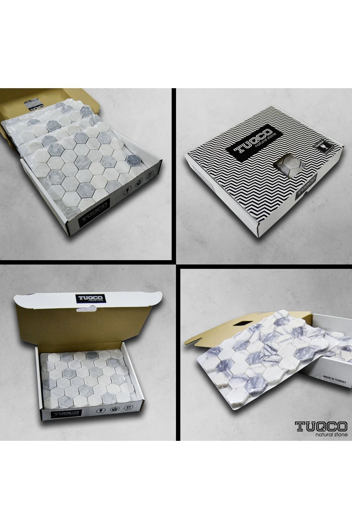 Fileli Piramit Myra Fırçalı Gerçek Mermer Mozaik Tezgah Arası Duvar Kaplama Döşeme Paneli (0,35M2)