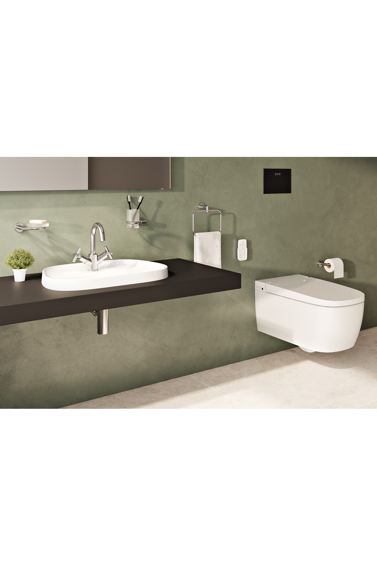 Frame 5696b403-0041 Tezgah Üstü Tv Lavabo, Armatür Bantlı, Clean, 57 Cm, Beyaz