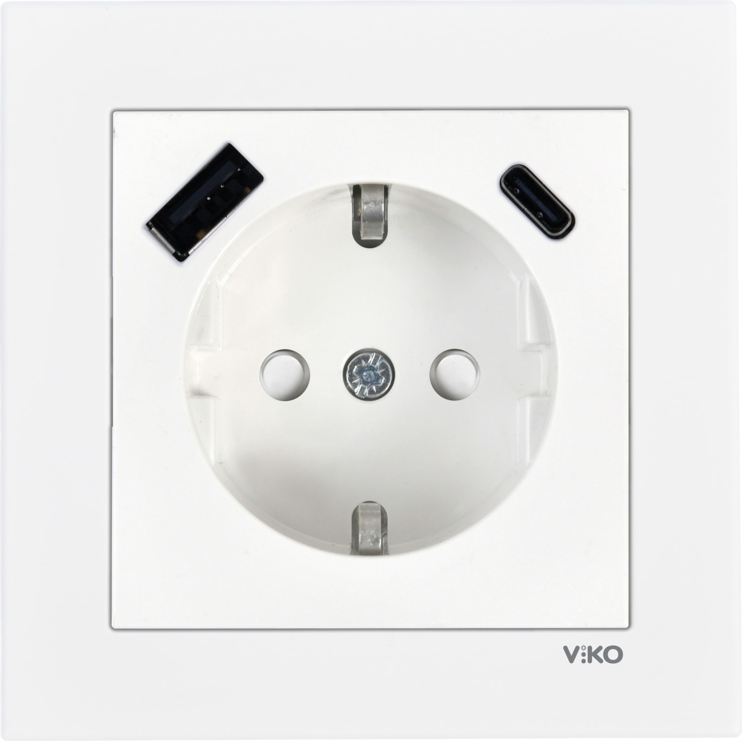 Karre 55 Serisi Çocuk Korumalı Type A + Type C Topraklı Priz Beyaz - 90940179