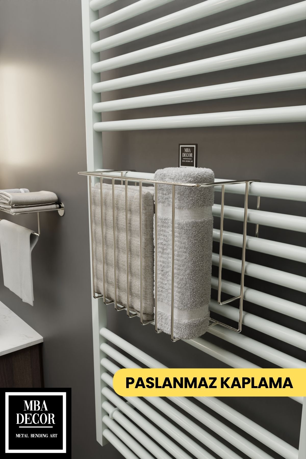 Gümüş Havlupan Düzenleyici Asılabilir Organizer Banyo Havluluk Tuvalet Kağıdı 30x28x10cm