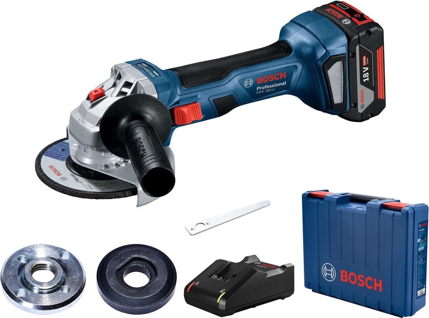BOSCH Professional GWS 180-LI 4.0 Ah Tek Akülü Taşlama Makinesi - 06019H9025