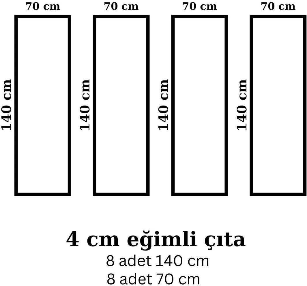 4 cm Eğimli Dekoratif Boyanabilir Duvar Çıtası Kesimli Hazır Paket