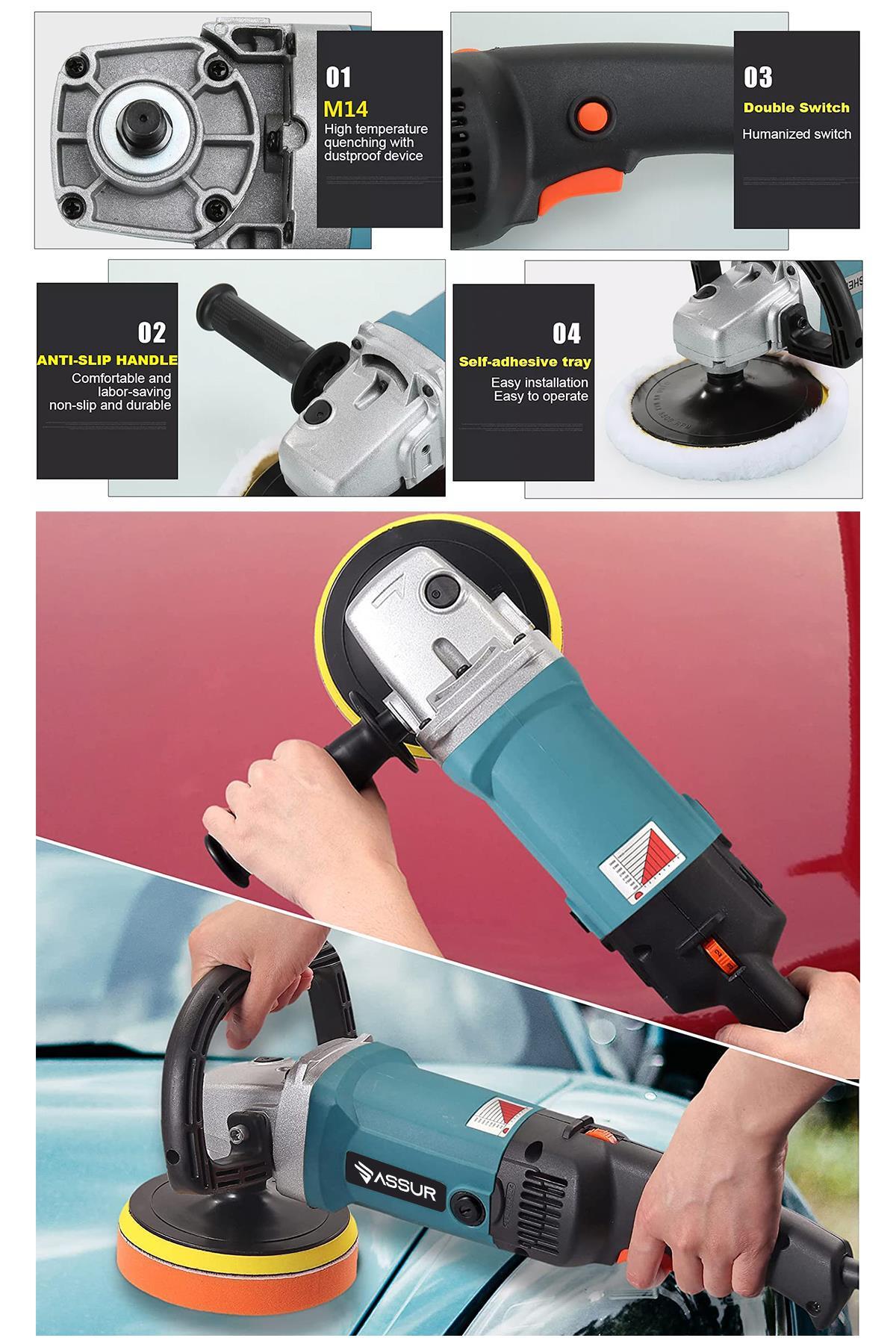 1200w Polisaj Makinesi Devir Ayarlı 6 Kademeli 180 mm Pasta Cila