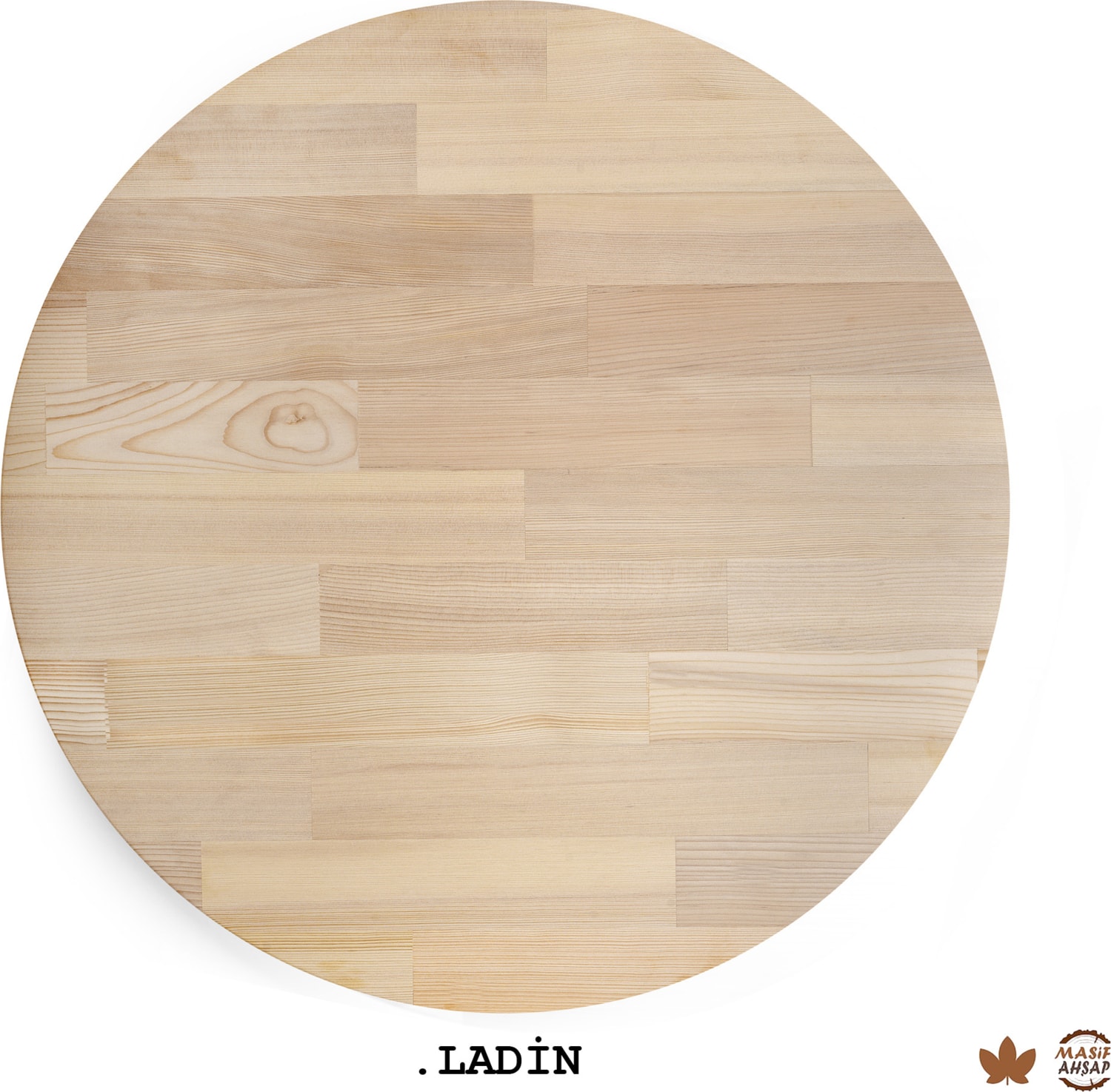 Yuvarlak Ahşap Plaka Masa ve Sehpa Tablası Meşe-90 Cm-30 mm