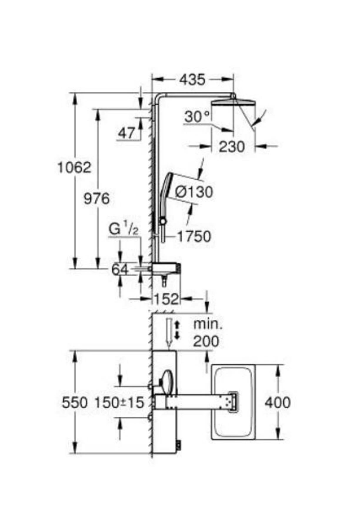 Rainshower Aqua Pure Duvara Monte Termostatlı Duş Sistemi - 100961GL00