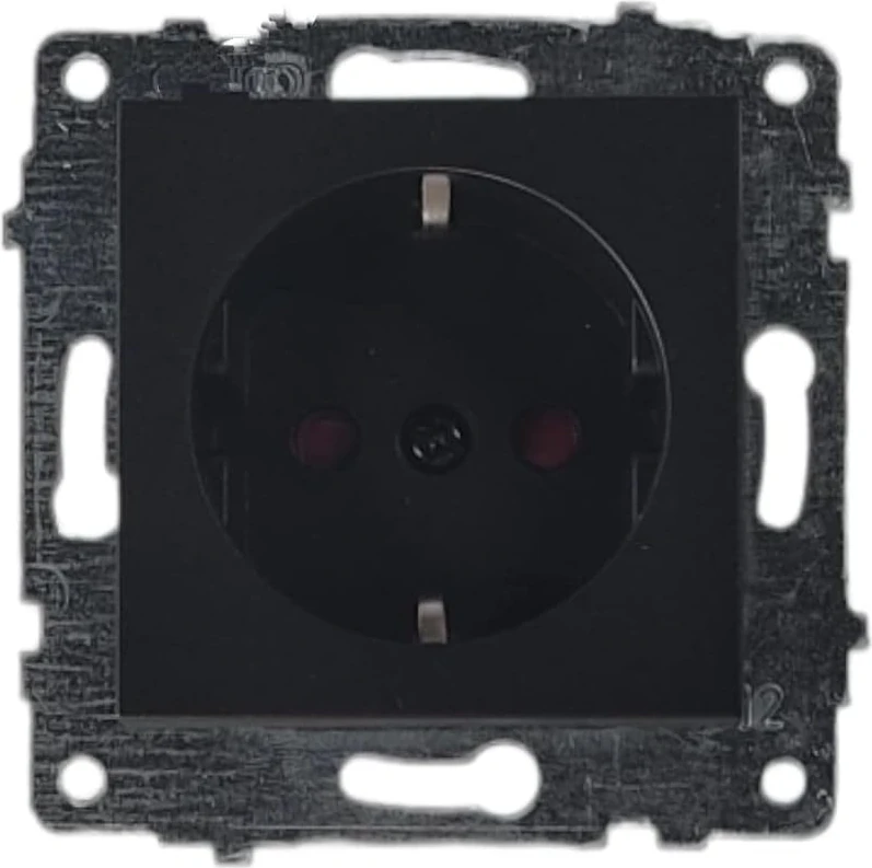 Quantum Siyah ÇOCUK KORUMALI Topraklı Priz (ovivo) Çerçeve Dahildir