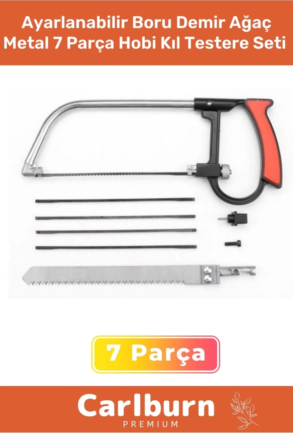 Özel Üretim Ayarlanabilir Güçlü 4 Yedek Bİçaklı Boru Demir Ağaç Metal 7 Parça Hobi Kıl Testere Seti