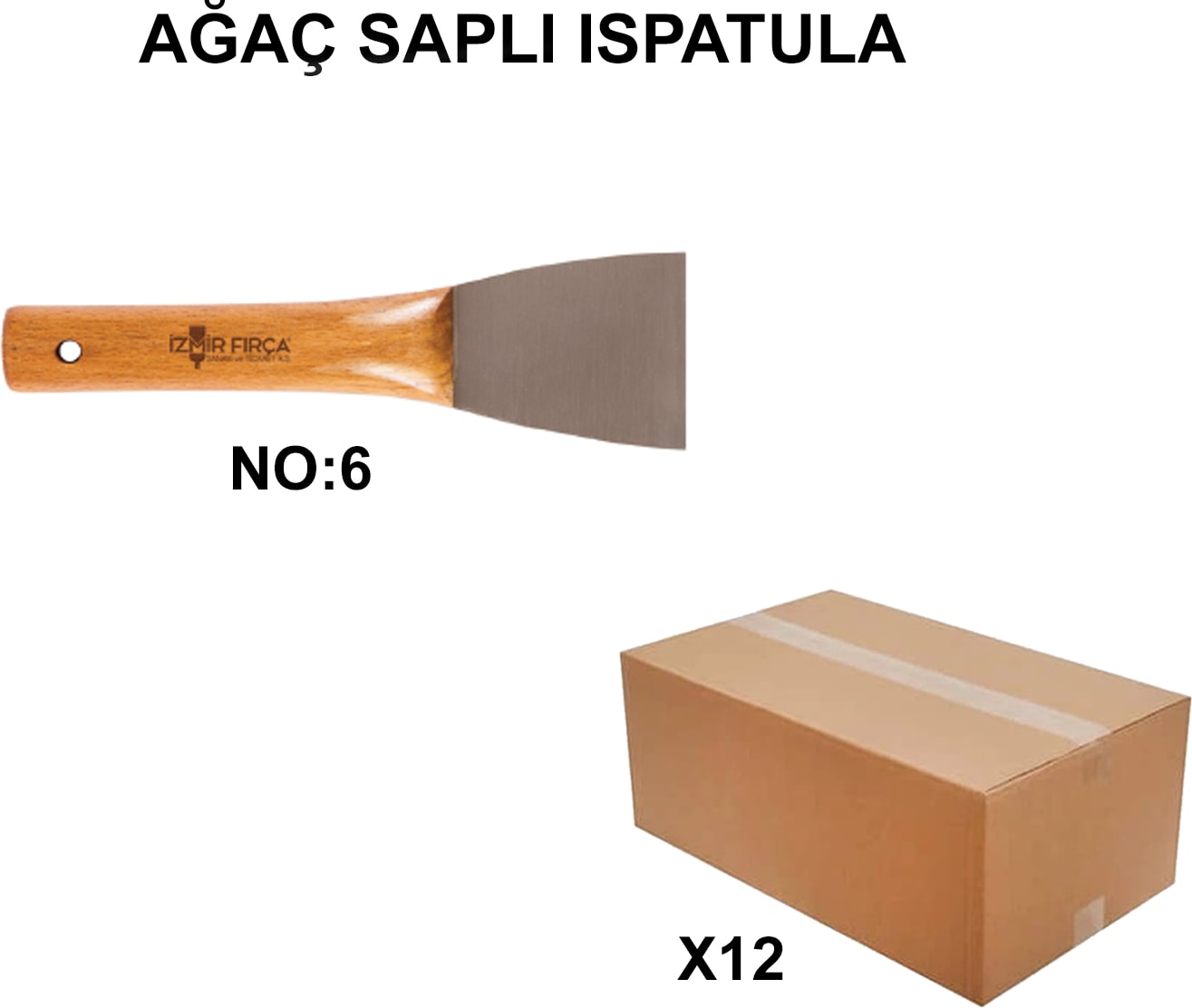 İZMİR FIRÇA Izmir Fırça Arge Toptan Ağaç Saplı Ispatula No:6 - 12 Adet 006768
