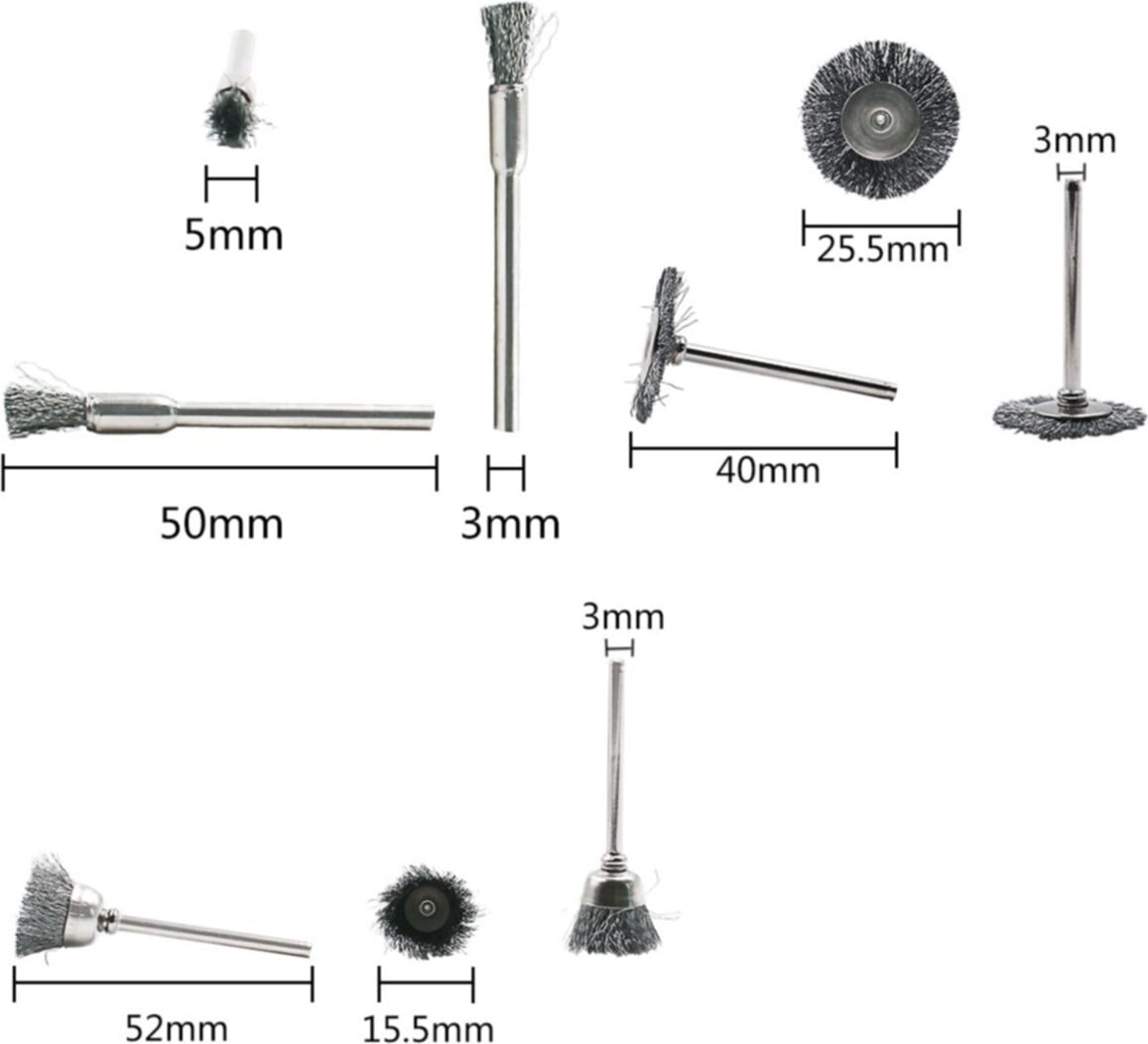 Dremel Proxxon Uyumlu 5 Parça Çelik Tel Fırça Seti Pas Kir Temizleme Zımparalama Kalıpçı Seti