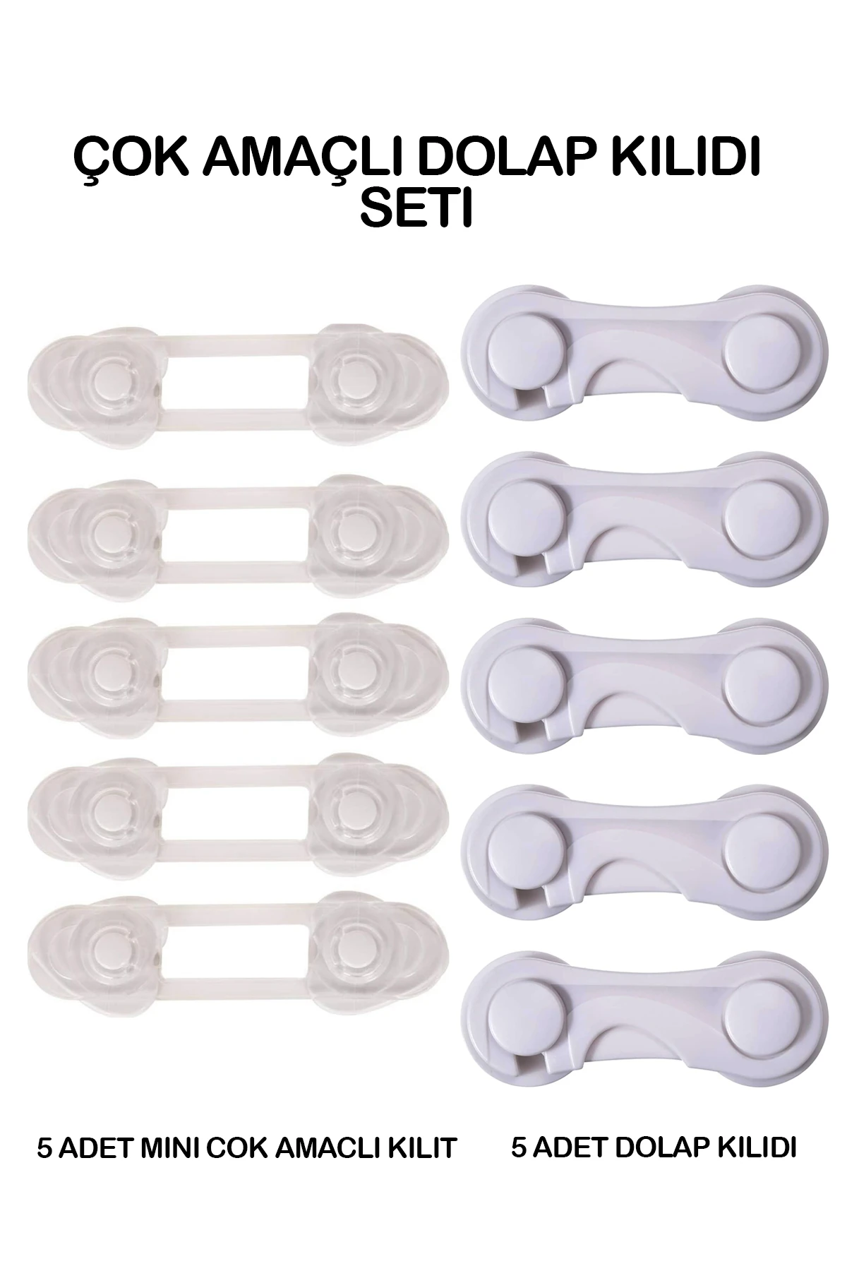 (10 ADET) Çok Amaçlı Dolap Kilidi Seti Bebek Ve Çocuk Güvenlik Kilidi