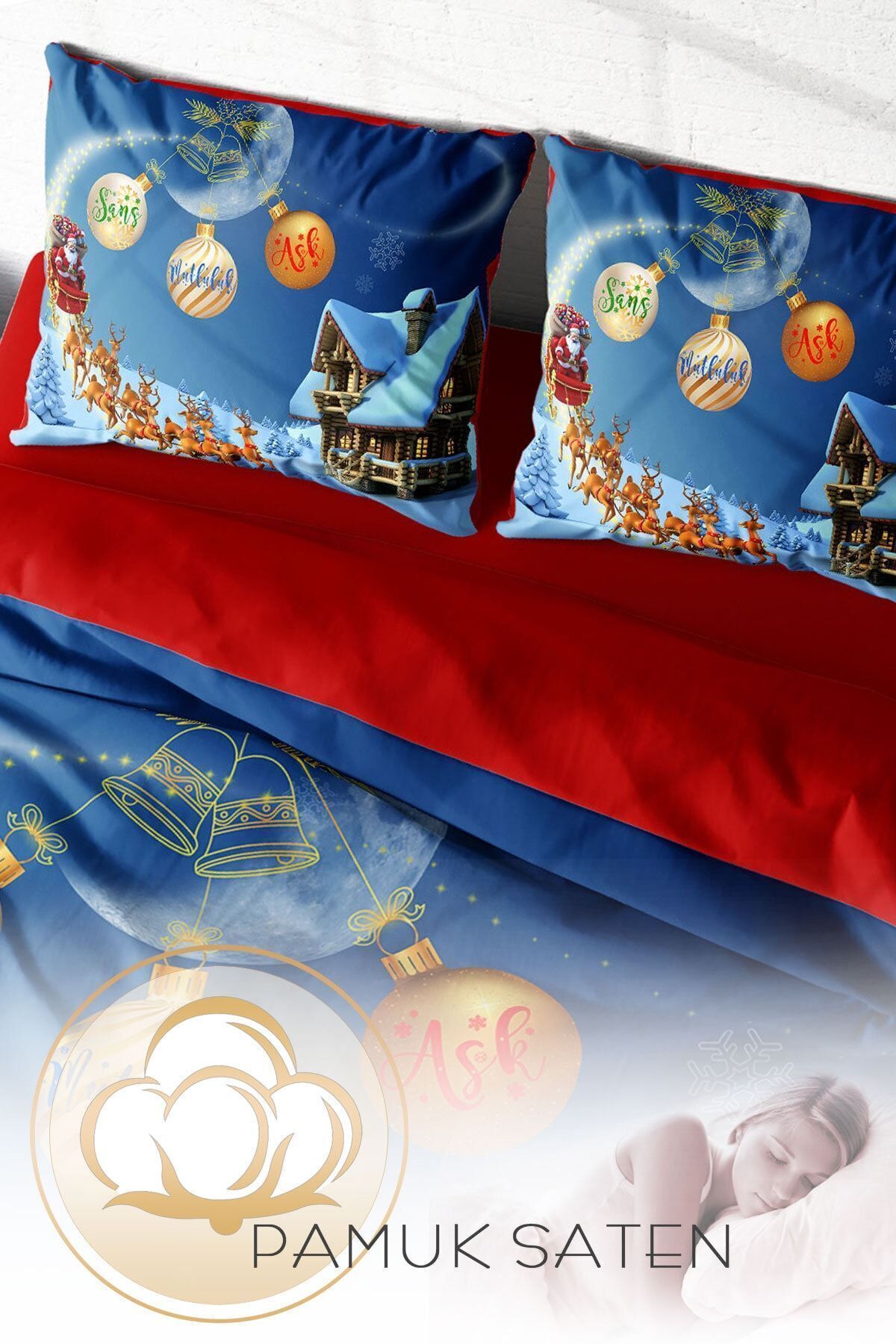 Nevresim Takımı %100 Doğal Pamuk Çift Kişilik 3d Digital Ny Wish