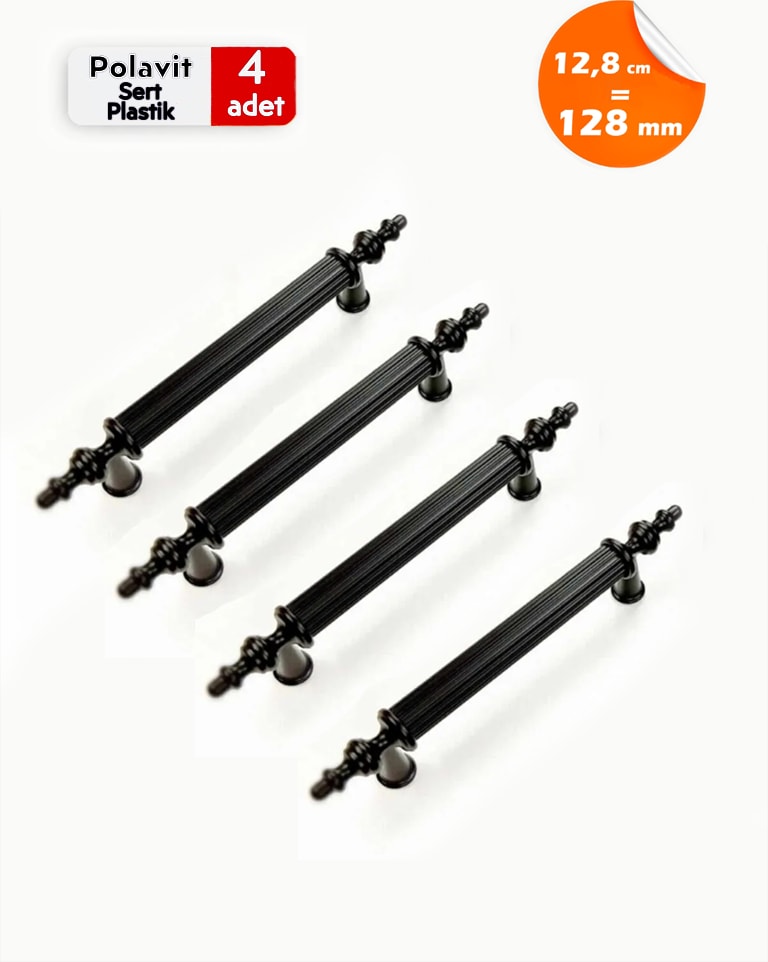 Polavit Mobilya Çekmece Mutfak Dolap Dolabı Kulpu Kulbu 128 mm Siyah Sert Plastik Kulpları