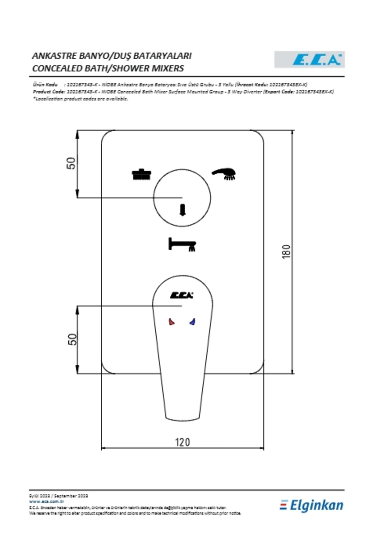 Niobe Ankastre Banyo Bataryası Sıva Üstü 3 Yollu