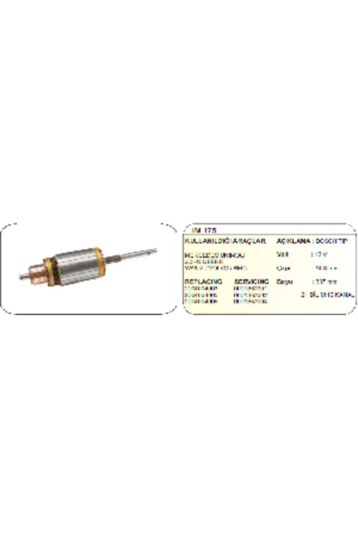 MARŞ KOLLEKTÖRÜ-BT 12V 003 BMC-YAVUZ KISA FRZ. - -IM175