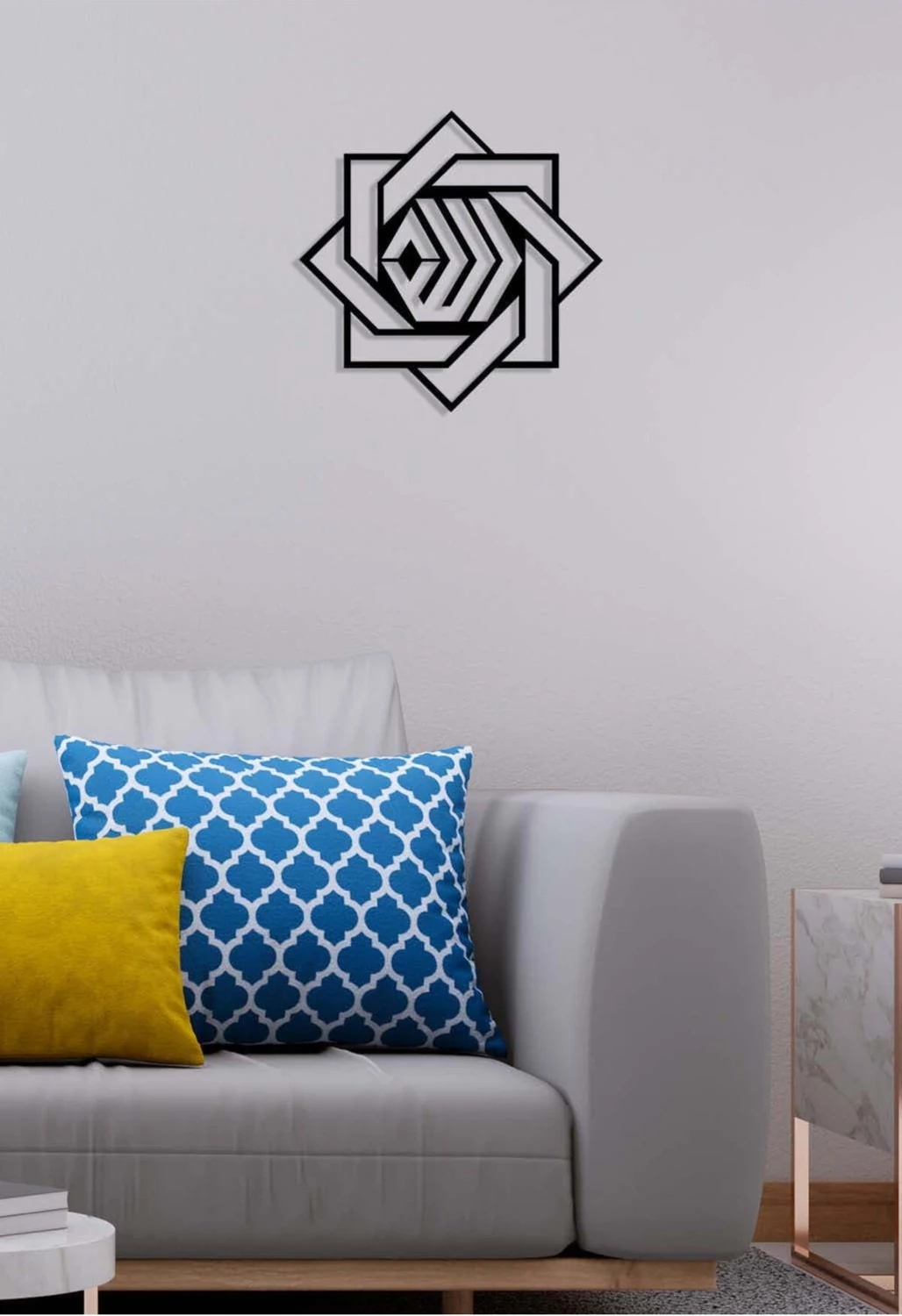 -Allah Islami Metal Tablo - Islami Ev Dekorasyonu - Dini Duvar Tabloları - 50 X 50 - Cm - Sıyah-Islm-024