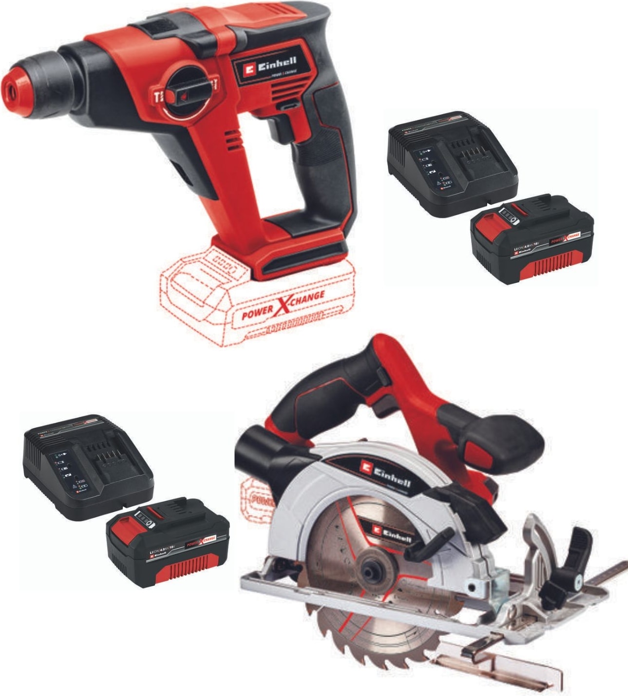 EİNHELL Te-Hd 18/12 Akülü Matkap Te-Cs 18/165/1 Daire Testere 2X4.0AH Starter Ki Akülü Set