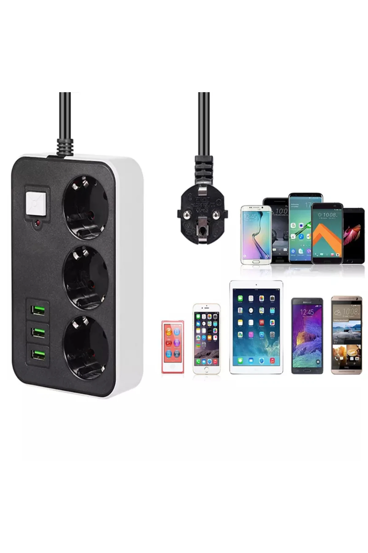 3 USB’li 3’lü 1.8 m Akım Korumalı Priz (5067)