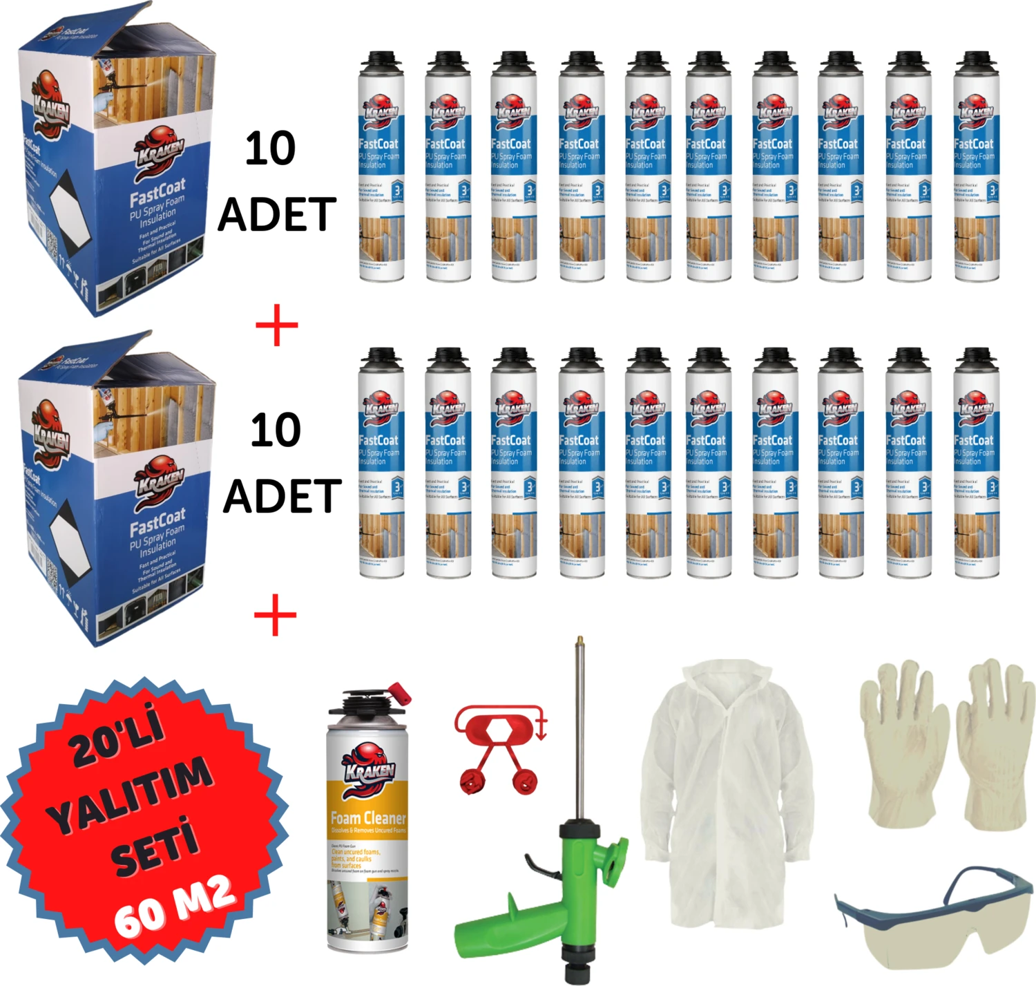 Poliüretan Termal Yalıtım Sprey Köpük 20 Adet x 930 Gr