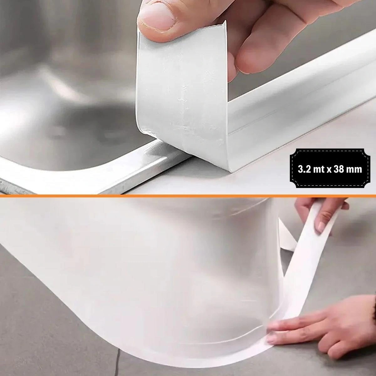 Su Sızdırmaz Banyo Mutfak Lavabo Küvet Izolasyon Şerit Bant,lavabo Kenar Bandı 3.2 mt x 38 mm (5047)