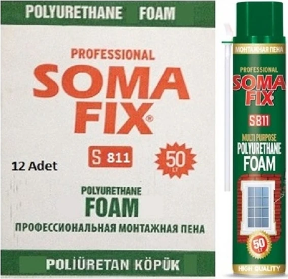 12 Adet 750 ml- 850 Gr Poliüretan Köpük Çelik Kapı Pencere İzolasyon Montaj Dolgu Pu Köpük