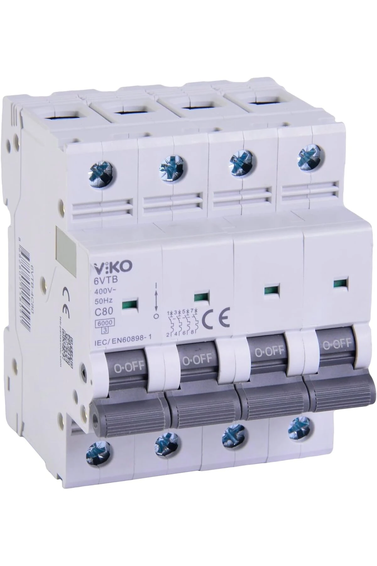 6VTB-4C80 Otomatik Sigorta 6KA C Tipi 4 Kutup 80A 1155328