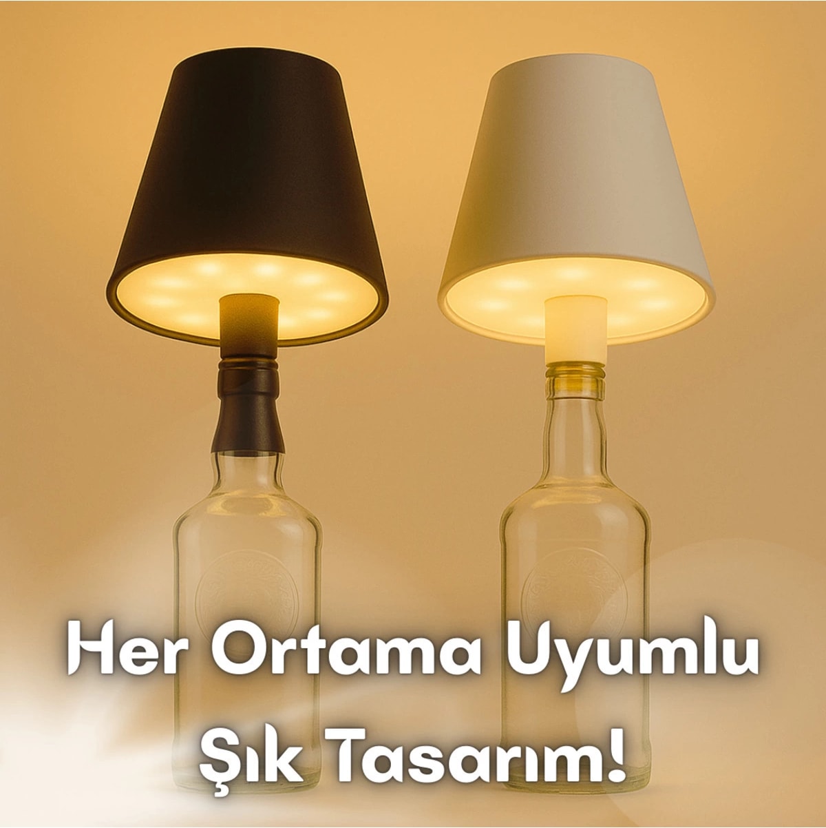 Kablosuz Şişe Lambası - Şarjlı Abajur Masa Işığı Dokunmatik Şişe Için LED Siyah Beyaz Seçenek