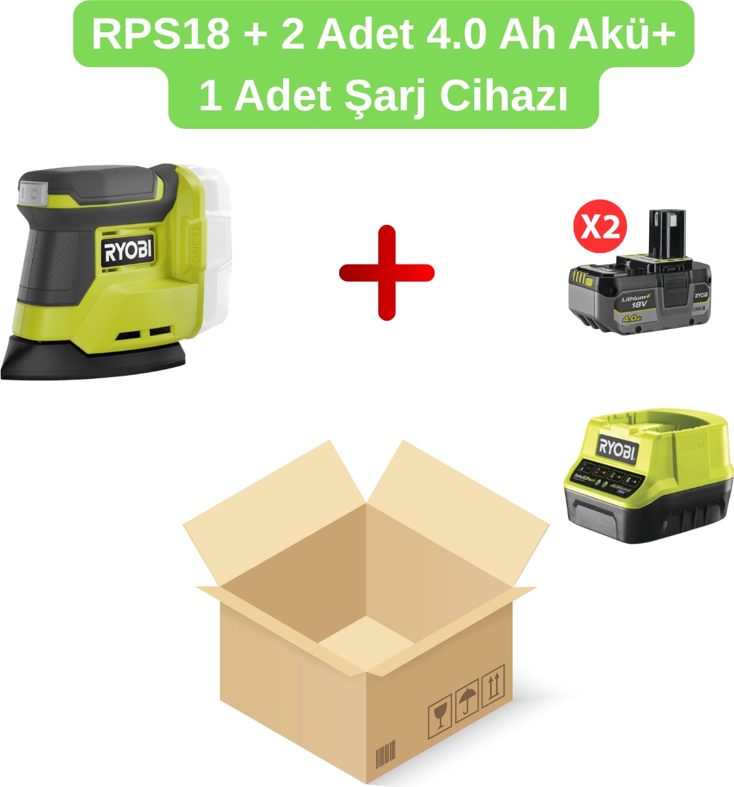 RPS18 18V Zımpara Makinası+ 2 Adet 4.0 Ah Akü+ 1 Adet Şarj Cihazı Set