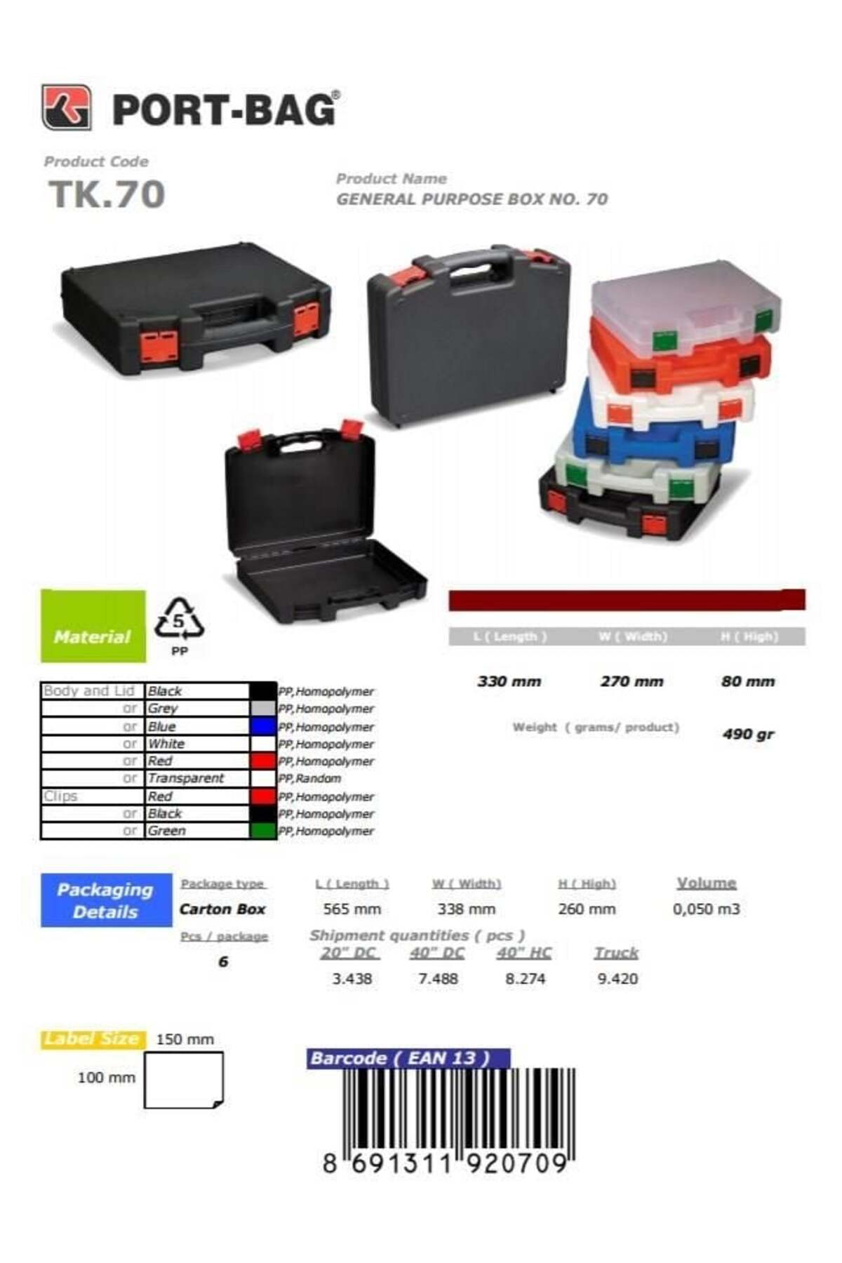 PortBag TK70 Çok Amaçlı El Aleti Çantası