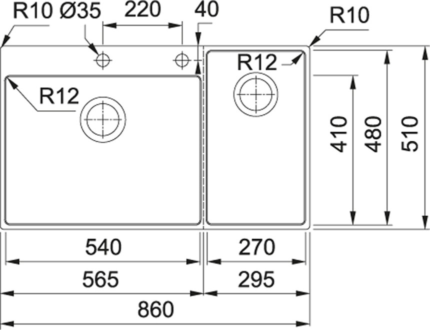 Bmx 220-54-27 Tezgah Üstü Yada Tezgaha Sıfır Box Center Inox Eviye