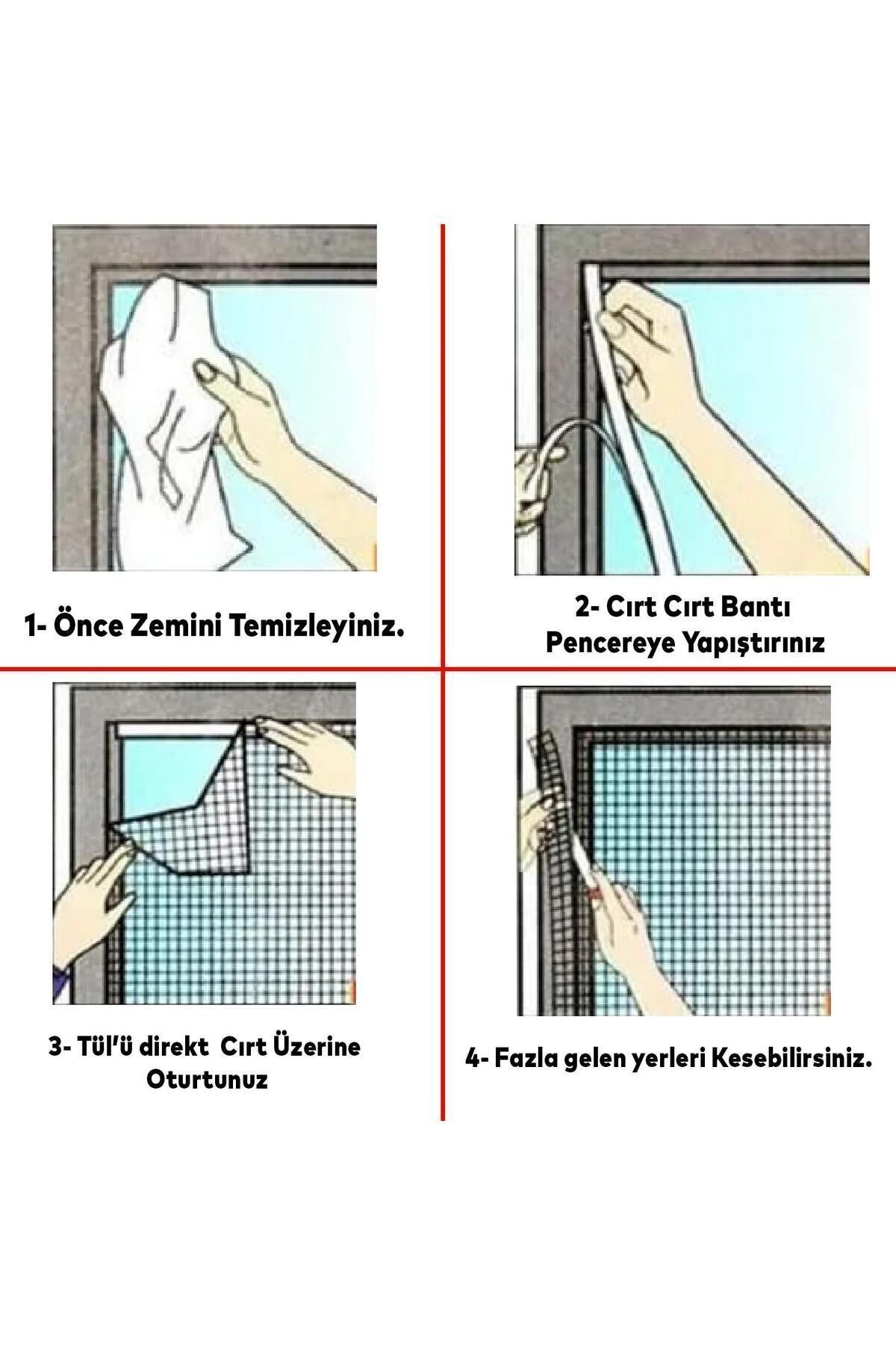 Hazır Sineklik Beyaz Tek Kat Sök Tak Pratik Yıkanabilir Pencere Kapı Sinekliği 75x125 Cm