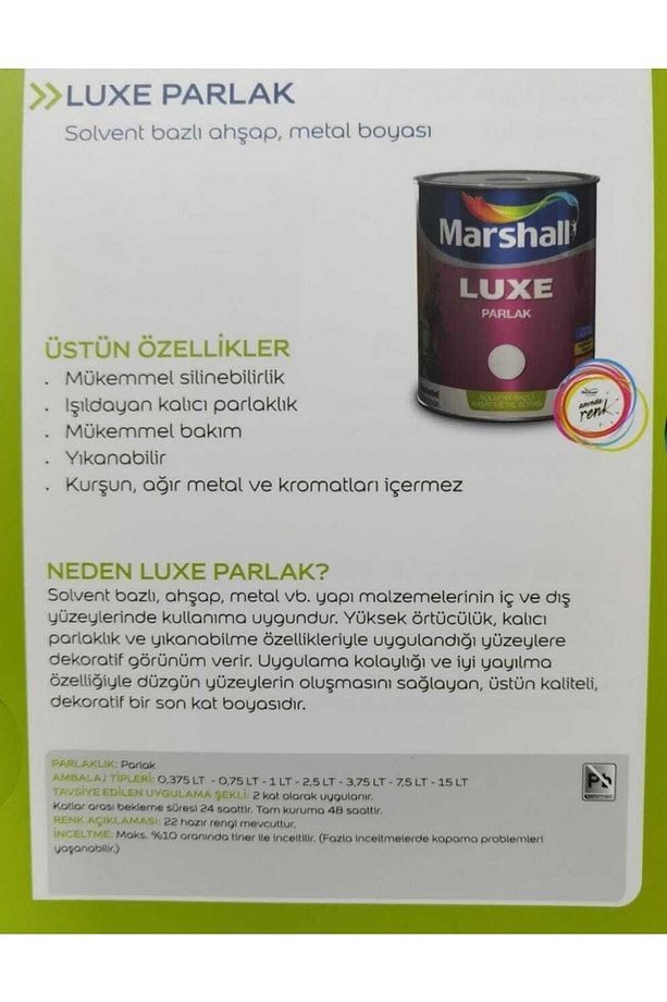 Luxe Parlak Yağlı Boya Derya Rengi -1lt=1,35 Kg-ahşap-demir-plastik Boyamada Mükemmel Sonuç Verir
