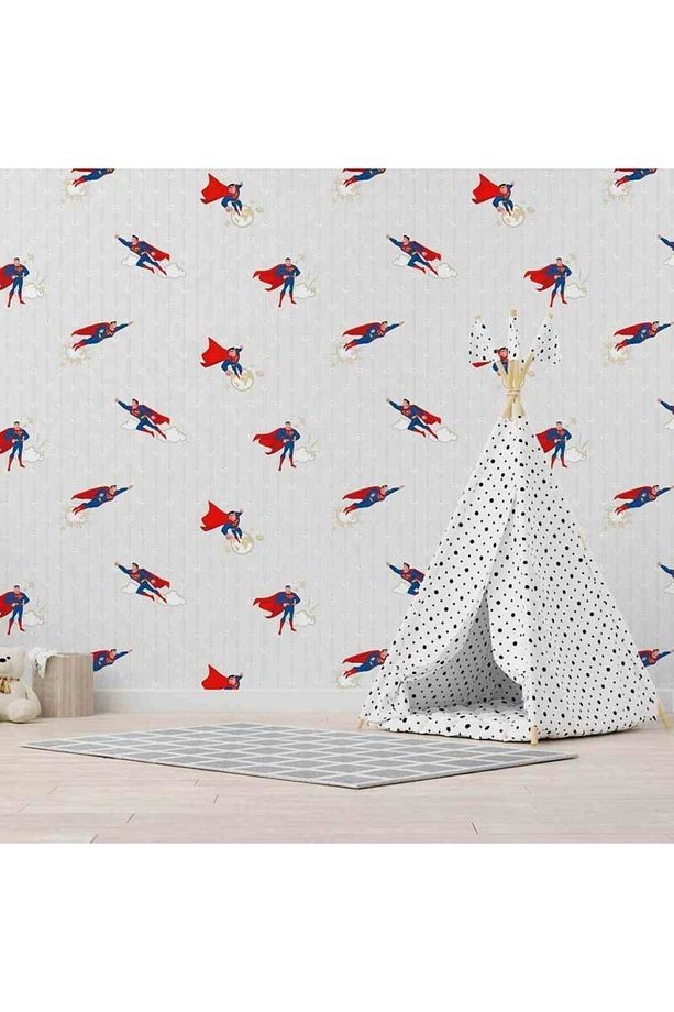 Bej Adakids Superman Desenli Duvar Kağıdı 8915-1 Ebat : 106x10