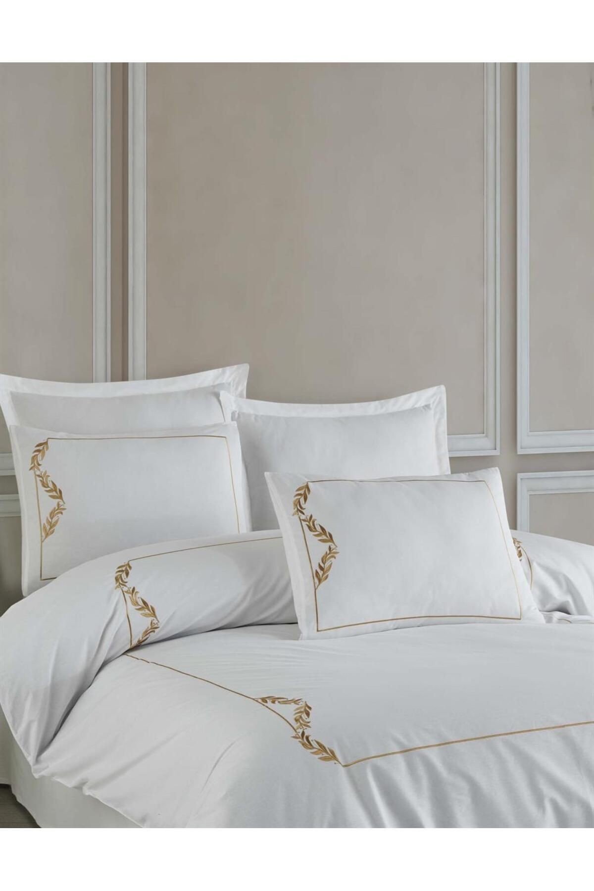 Çeyizlik %100 Cotton Urban&Chic MISHA GOLD Çift Kişilik Nevresim Takımı 6 Parça "KUTULU"