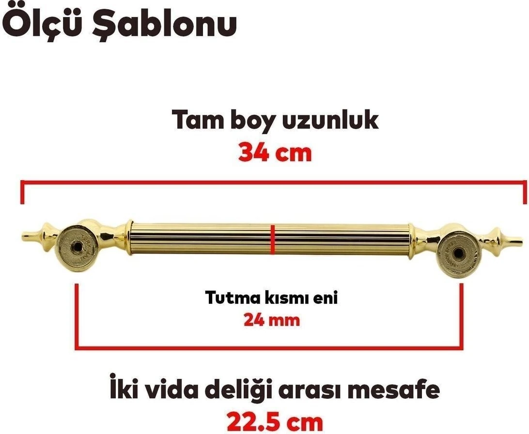 Çekme Kolu, Kulp, Çelik, Dış Kapı, Sürgülü, Altın, 22.5 cm