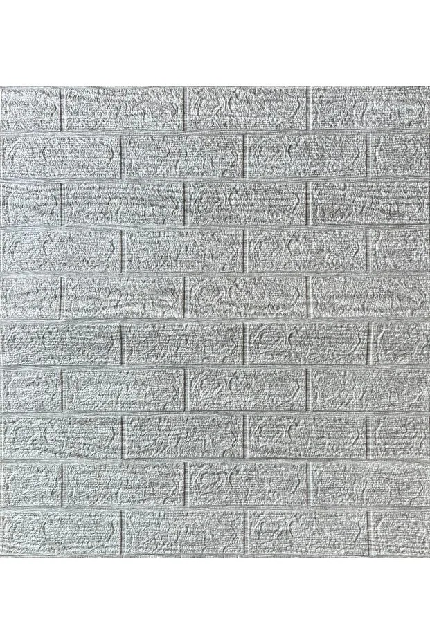 Nw10 Kendinden Yapışkanlı Çizgili Gri Beyaz Esnek Tuğla Sünger Duvar Paneli 70x77 Cm 4 Adet