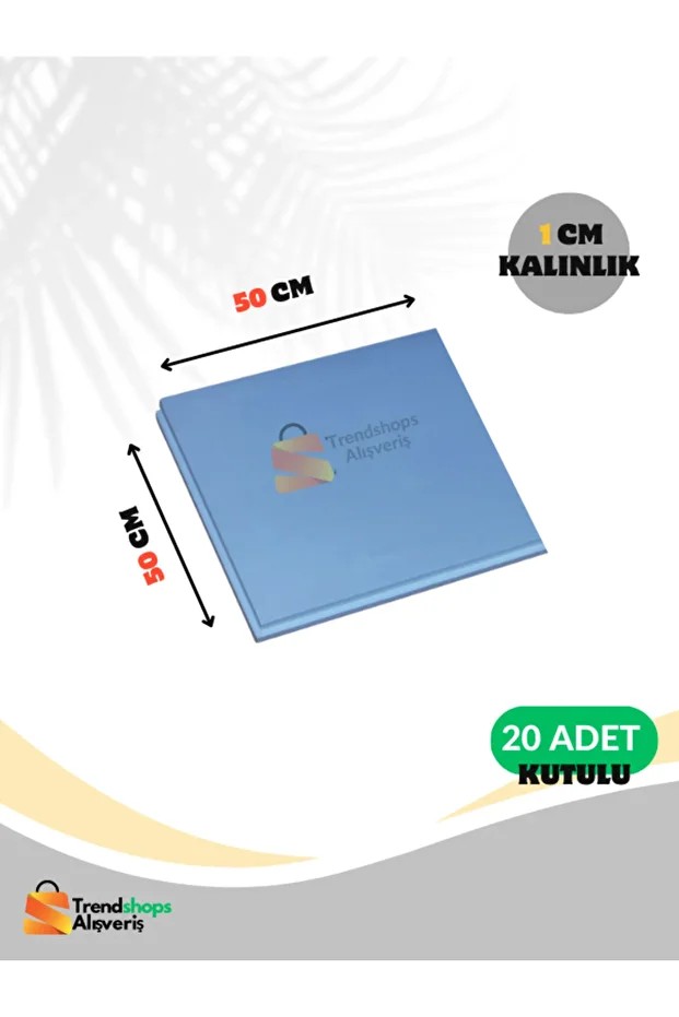 TSSA- 20 Adet 1cm Strafor 28-30dansite Sert Xps Mavi Levha Köpük 50cmx50 Cm Kutulu