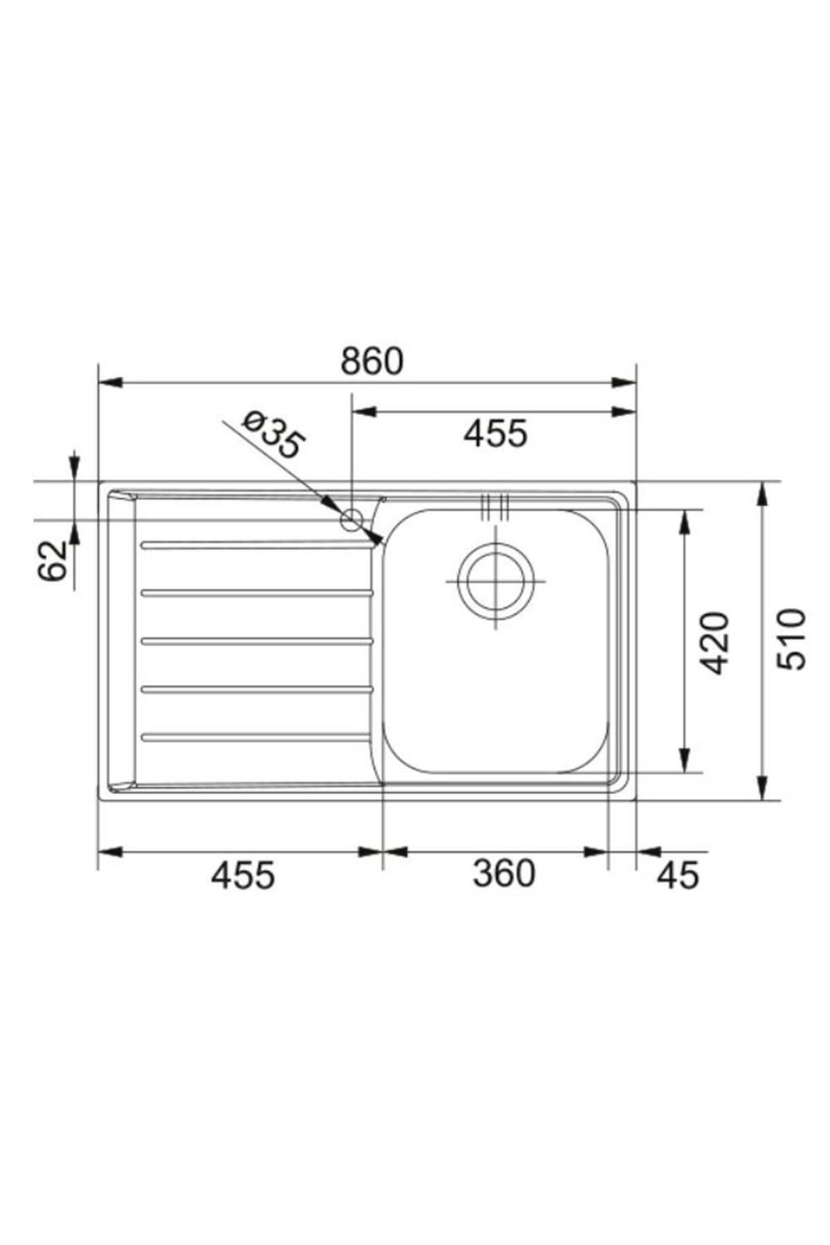 Net 611 Sağ Damlalıklı Çelik Evye ve Active Plus Doccia Krom Batarya