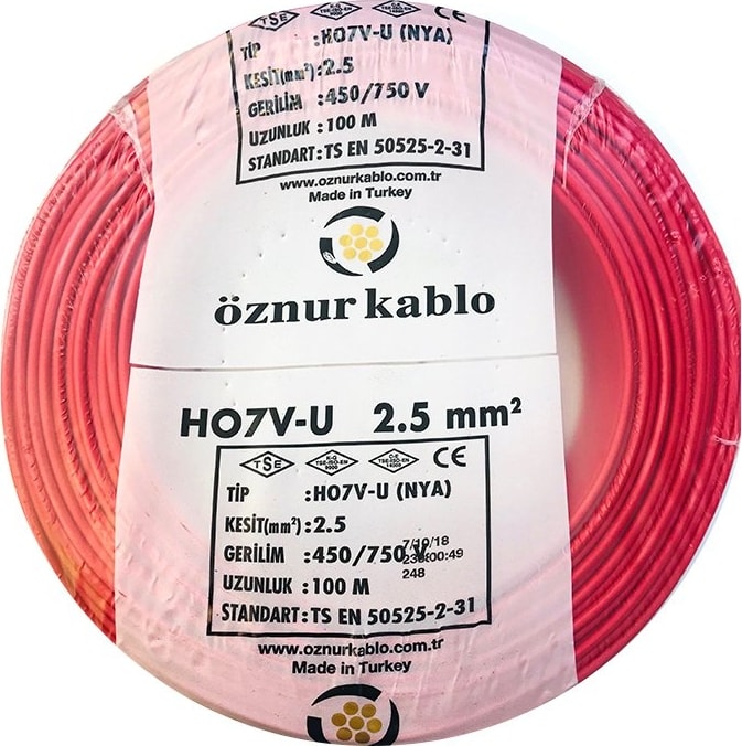2,5 mm Nya Kablo - 100 Metre Kırmızı