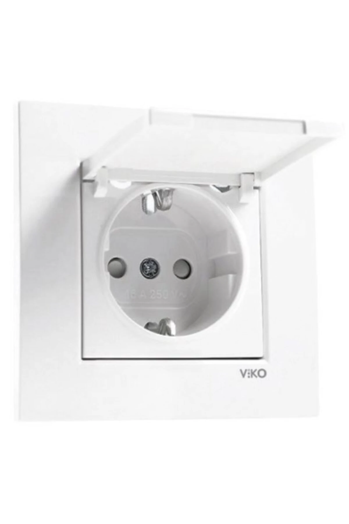 Karre Çocuk Korumalı Kapaklı Topraklı Priz + Çerçeve