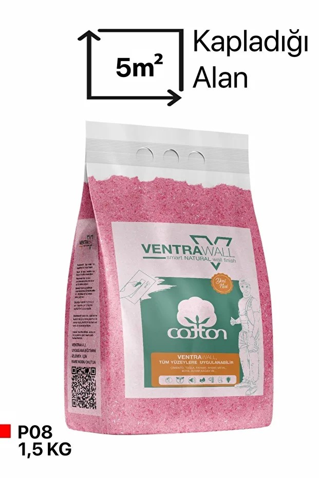 Isı Ve Ses Yalıtımlı Sürülen Duvar Kağıdı | Kendinden Yapışkanlı | Pembe | P08-1,5 Kg | 5m²