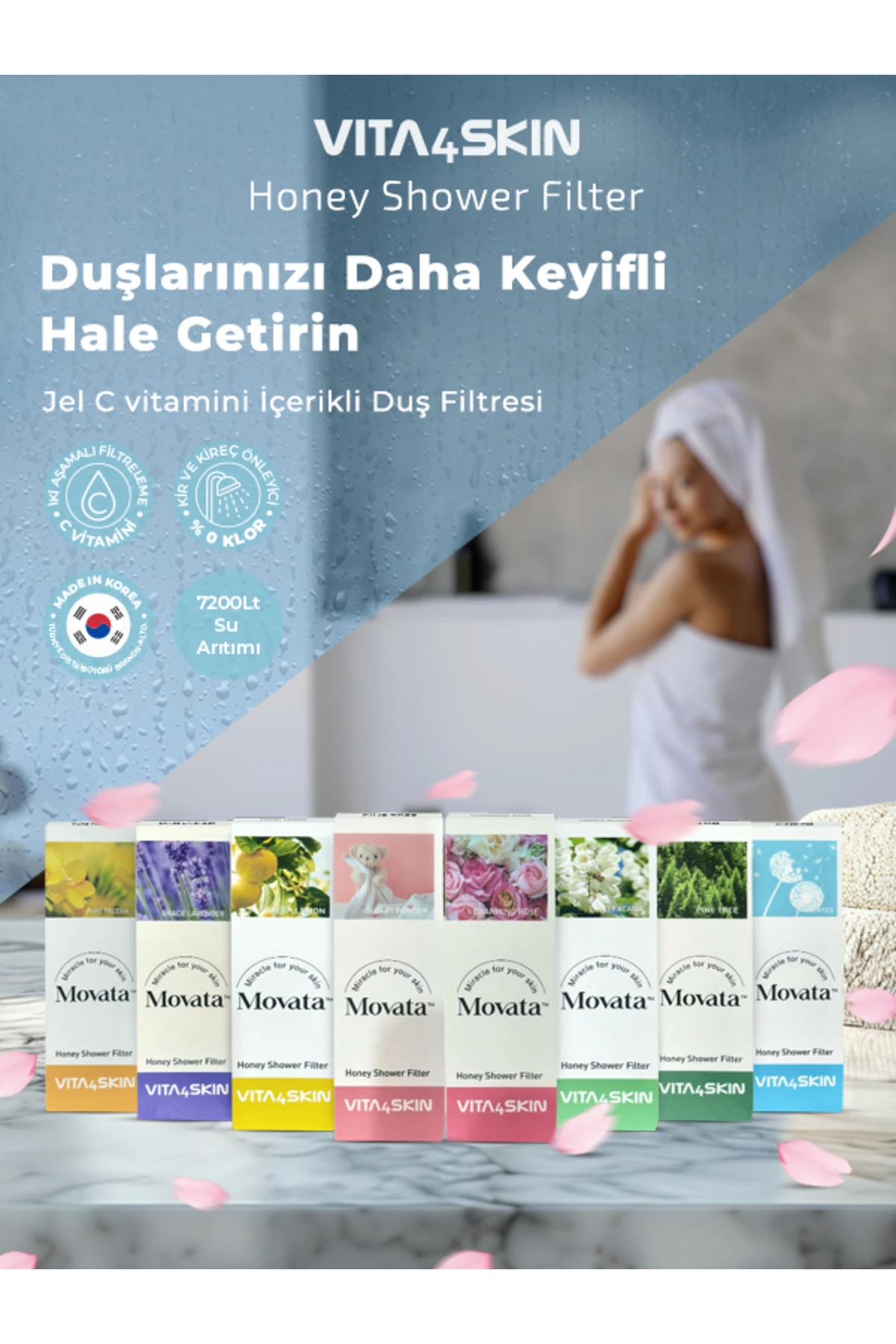 C vitamini ve bal içeren güzel kokulu duş filtresi, sağlıklı ve ferahlatıcı deneyim sağlar