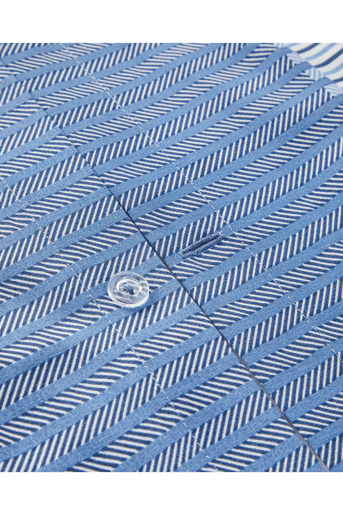 Modern Strip Kolay Ütülenir Çift Kişilik Nevresim Takımı 200x220 cm Mavi