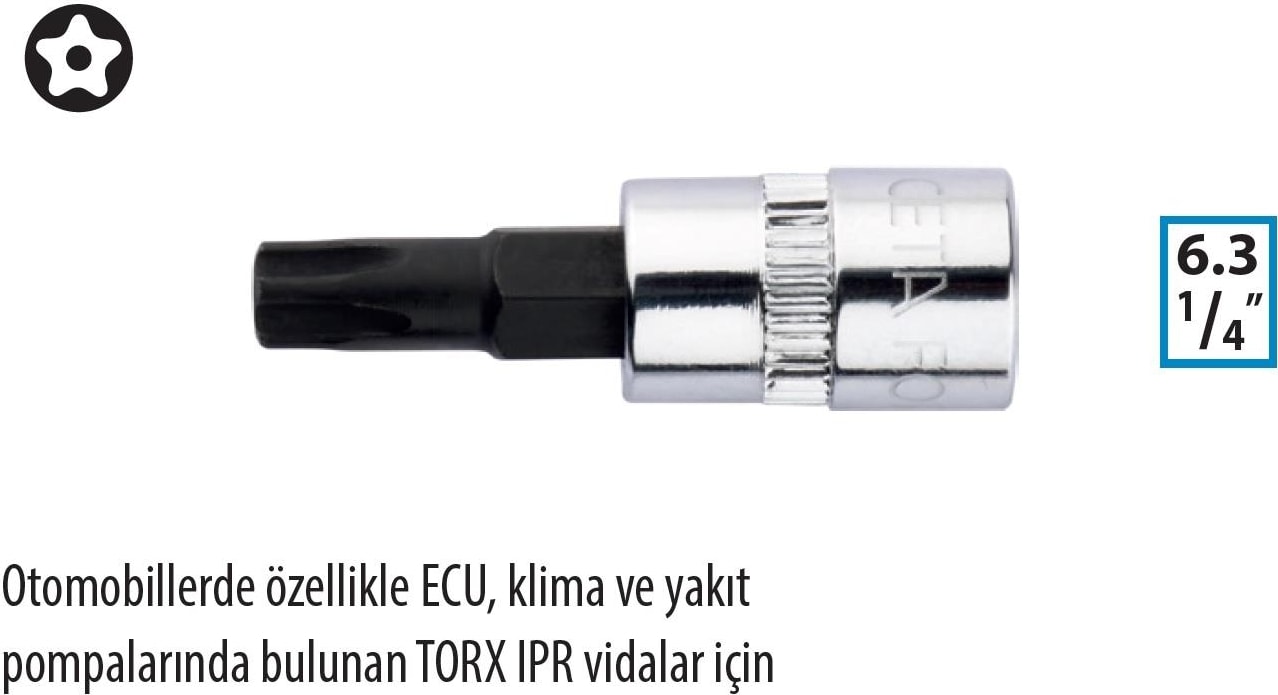 1/4" Ipr 27 5 Köşe Delikli Torx Lokma C08S-IPR27