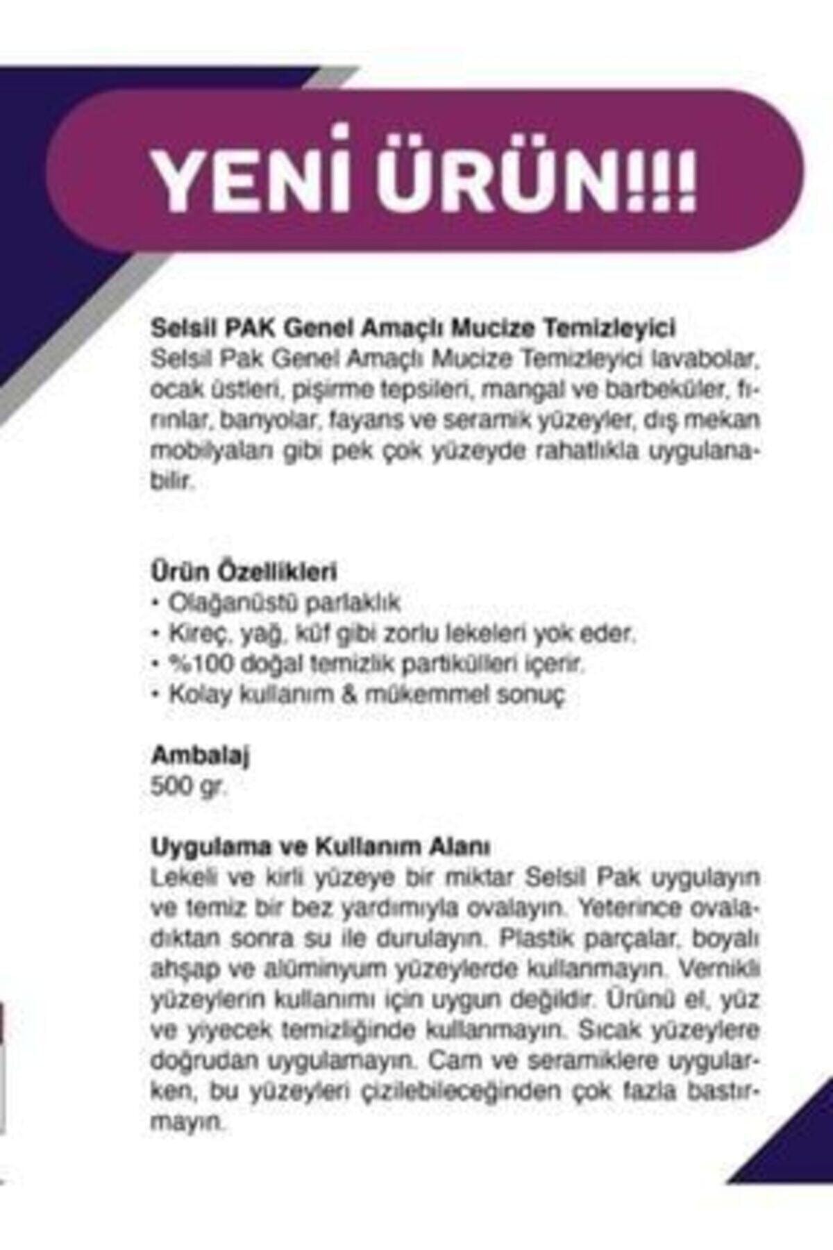 SELSİL 3 Adet Pak Genel Amaçlı Mucize Temizleyici 500gr + 4 Adet Acord Mikrofiber 40x40 Temizlik Bezi