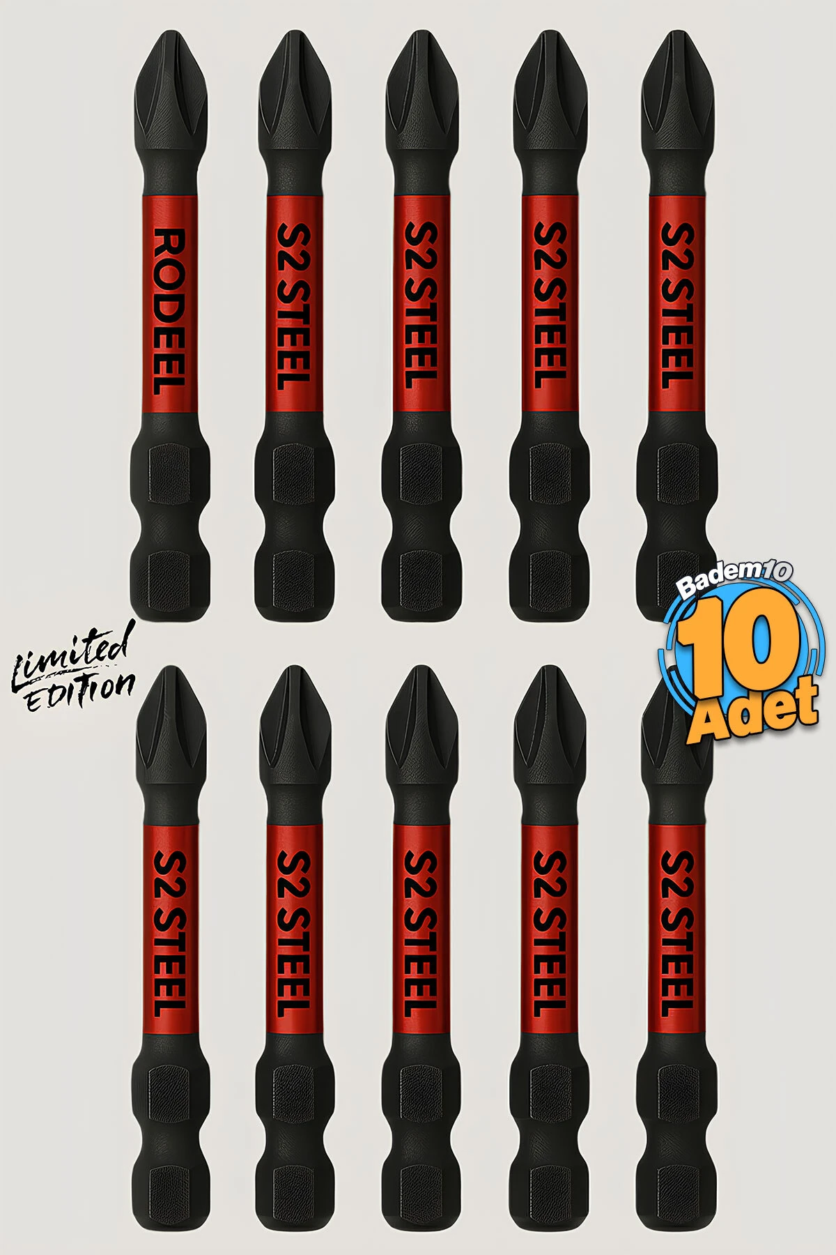 10 Adet Mıknatıslı Bits Uç Ph2 50 mm Vida Sökme 5 Cm Yıldız Matkap Vidalama Ucu S2 Çeliği