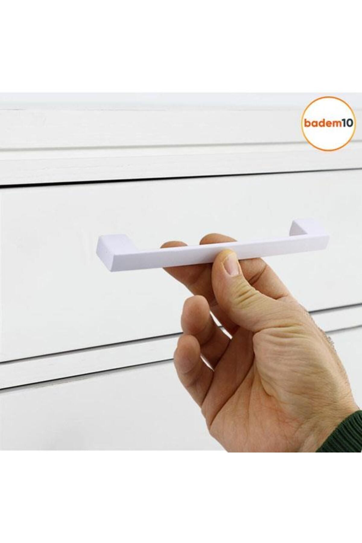 BADEM10 Gölcük Düz Mobilya Mutfak Dolap Çekmece Dolabı Kapak Metal Kulpu Kulbu Kulpları Beyaz 128 Mm-12.8 Cm