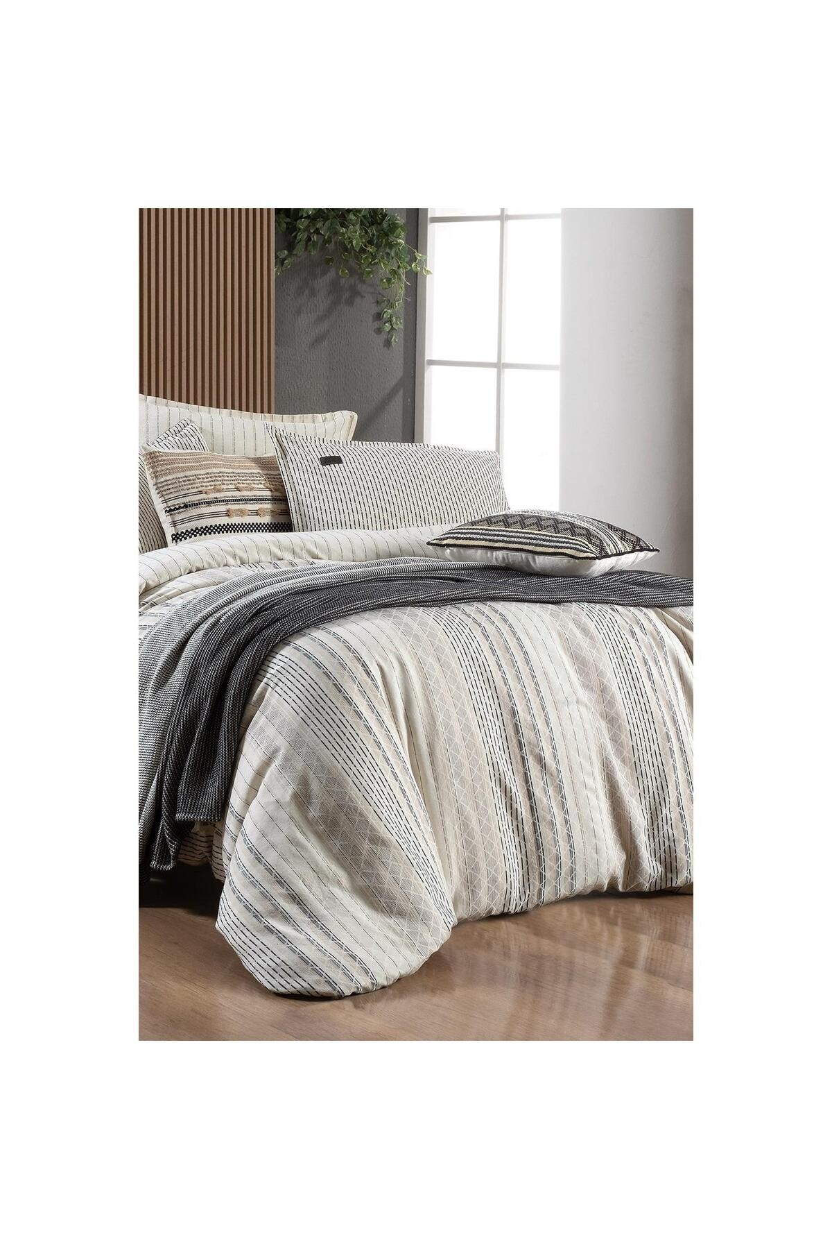 Calamor Bej Çift Kişilik %100 Pamuk Mood Comfort Nevresim Takımı