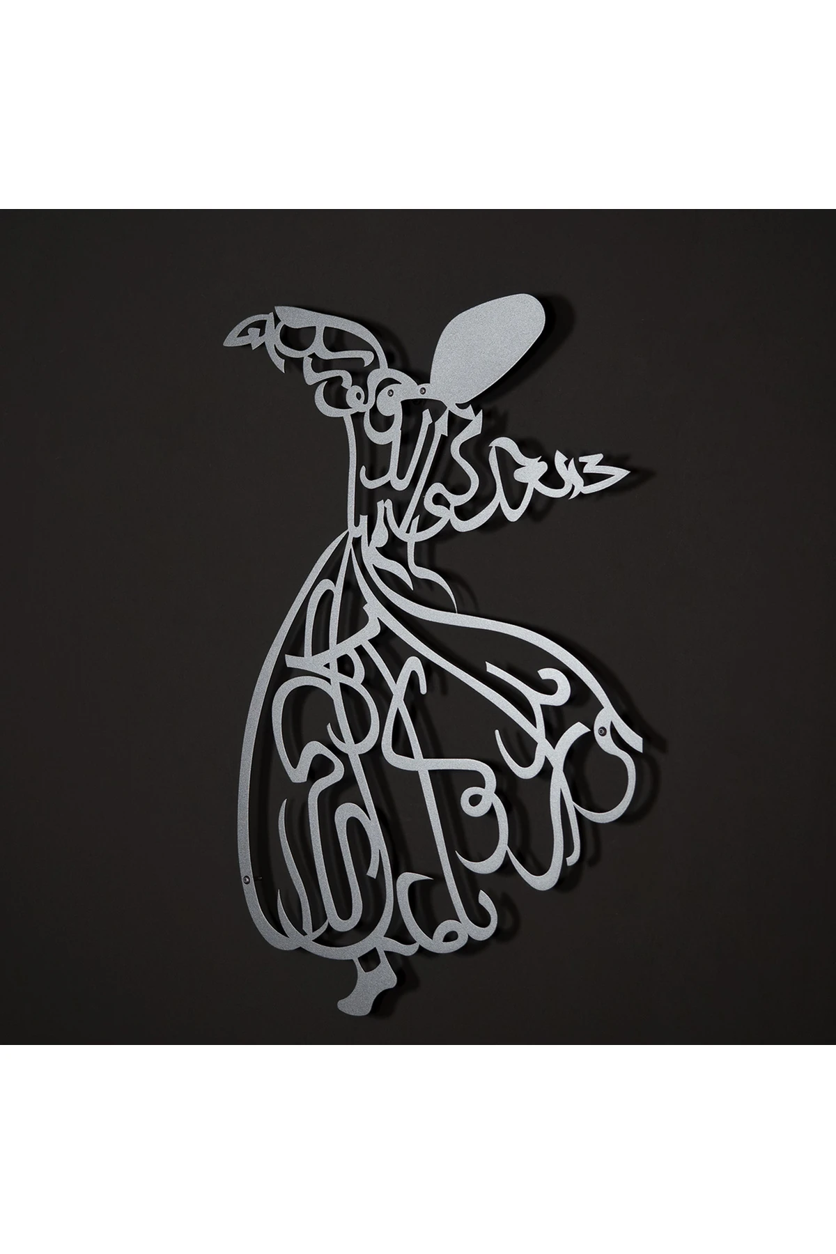 Semazen Metal Islami Duvar Tablosu - Dini Duvar Tabloları - Gümüş Renk - Mevlana Tablo - Wam025