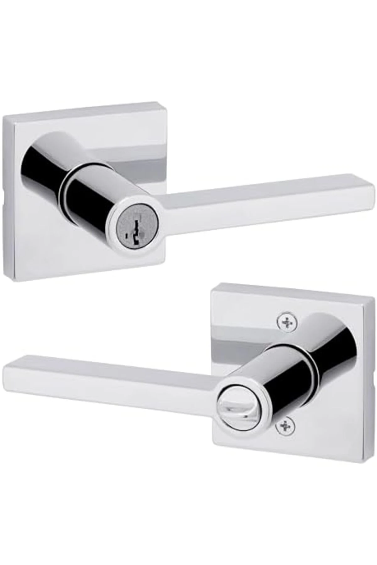 Kapı Kolu Akıllı Anahtar Anahtar Anahtar Güvenlik Anahtarlı Giriş Kilidi, Cilalı Krom Kare Gül 1178